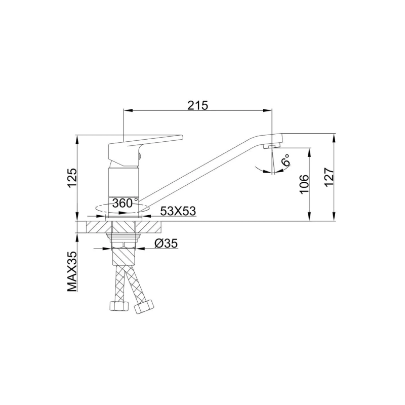 Frap Змішувач для кухні F4946, хром