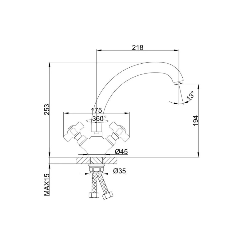 Frap Змішувач для кухні F4224, хром