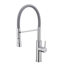 Frap Змішувач для кухні F4452-6 з гнучким виливом, 2 режими, сірий/хром