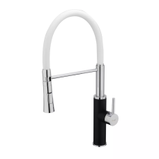 Frap Змішувач для кухні F4452-7 з гнучким виливом, 2 режими, чорно/білий