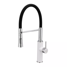 Frap Змішувач для кухні F4452-8 з гнучким виливом, 2 режими, біло/чорний