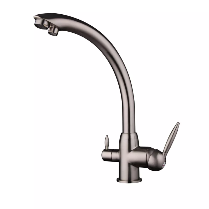 Frap Змішувач для кухні на дві води F4399-5, сатин