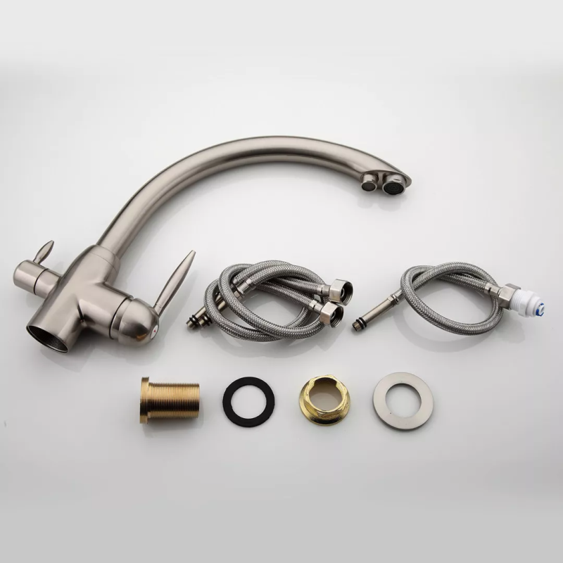 Frap Змішувач для кухні на дві води F4399-5, сатин