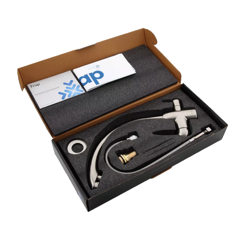 Frap Змішувач для кухні на дві води F4399-5, сатин