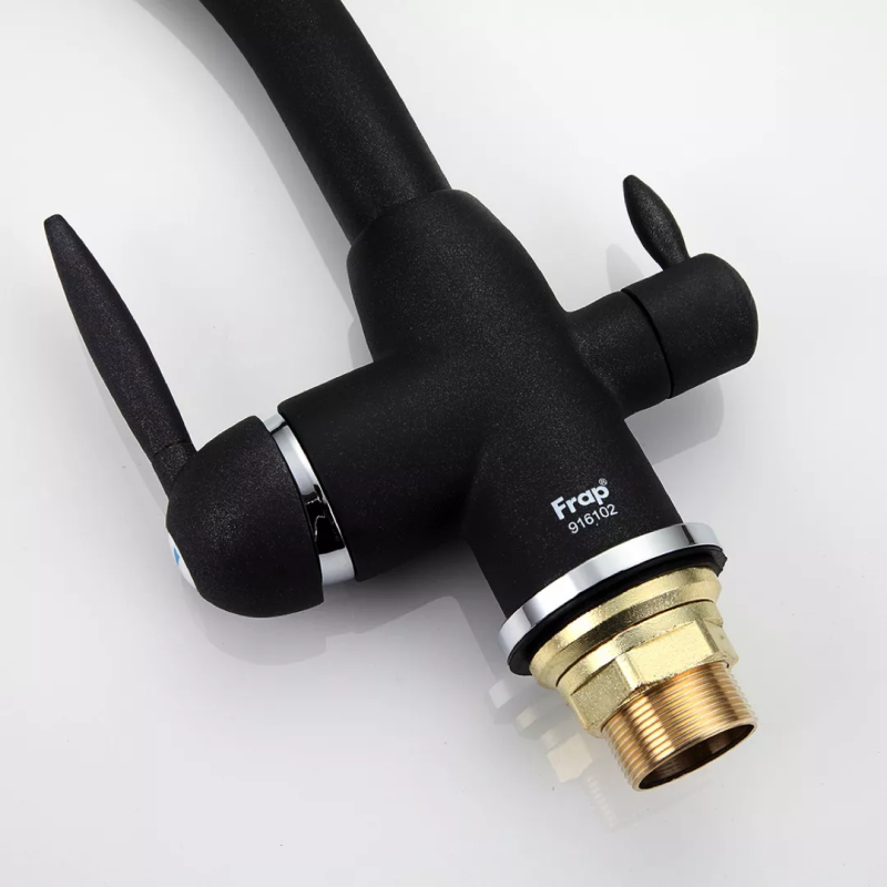 Frap Змішувач для кухні на дві води F4399-7, чорний