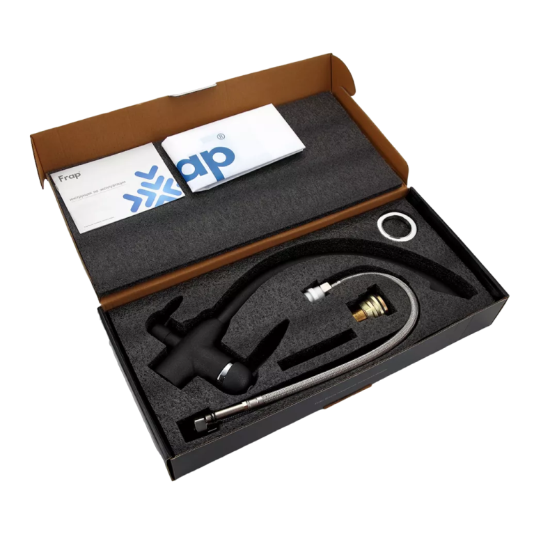 Frap Змішувач для кухні на дві води F4399-7, чорний