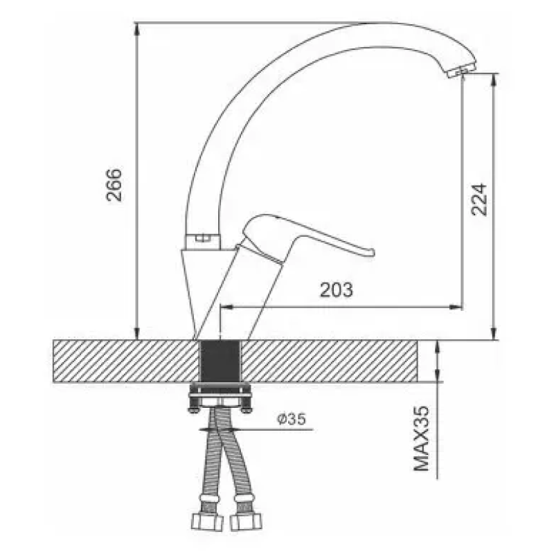 GAPPO Змішувач для кухні G4150 з висувним виливом, чорний