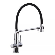 GAPPO Змішувач для кухні на дві води G4398-7 з гнучким виливом, чорний/хром