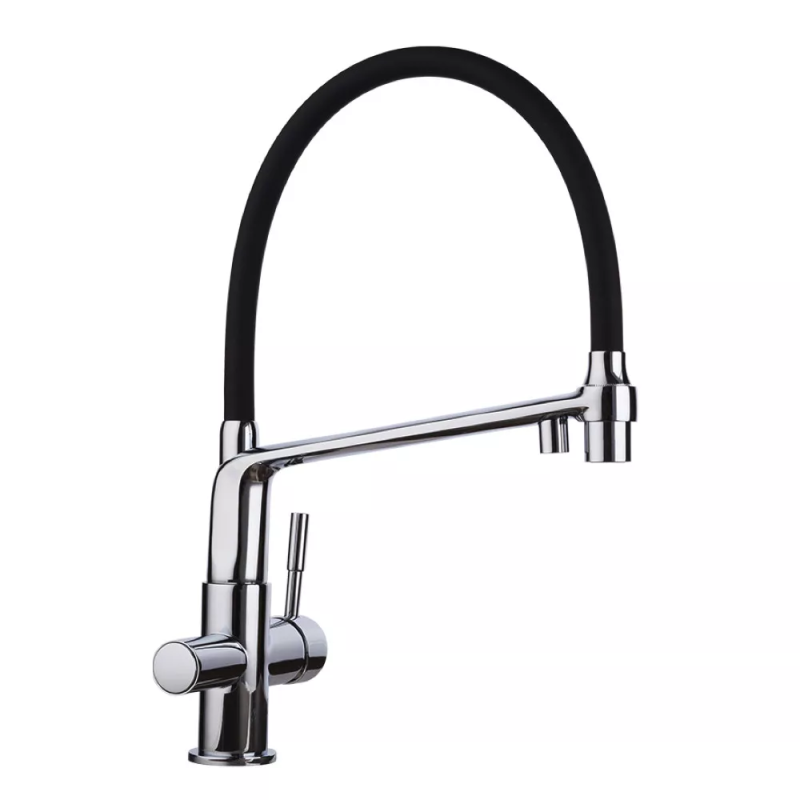 GAPPO Змішувач для кухні на дві води G4398-7 з гнучким виливом, чорний/хром