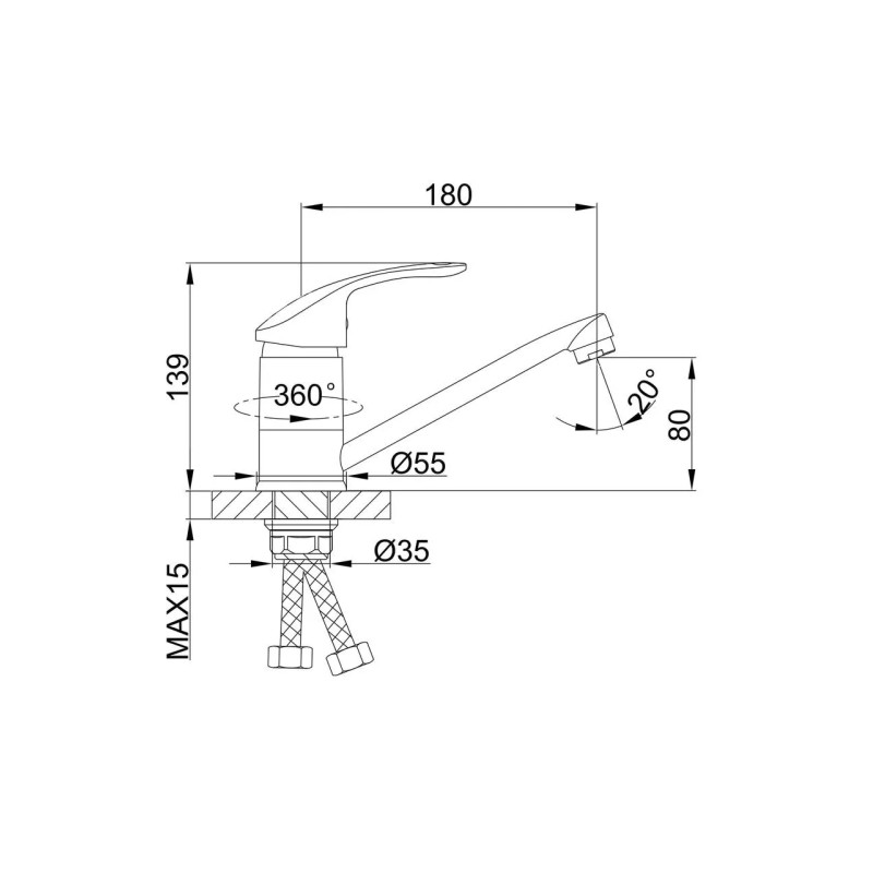 Frap Змішувач для кухні F4521-2, хром