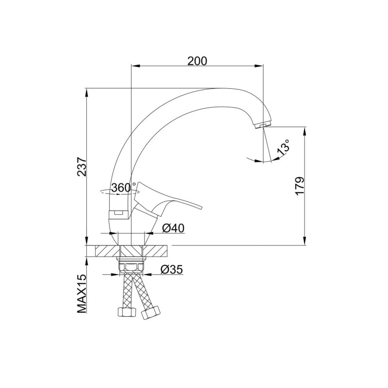Frap Змішувач для кухні F4114-2, хром