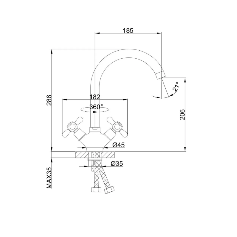 Frap Змішувач для кухні F4025, хром