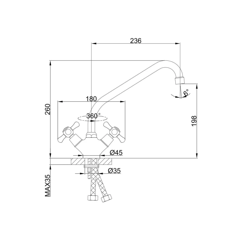Frap Змішувач для кухні F4125, хром