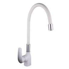 Frap Змішувач для кухні F4453-03 з гнучким виливом, білий/хром