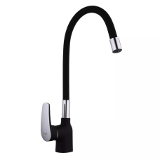 Frap Змішувач для кухні F4453-04 з гнучким виливом, чорний/хром