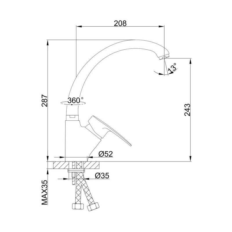 Frap Змішувач для кухні F4166, хром