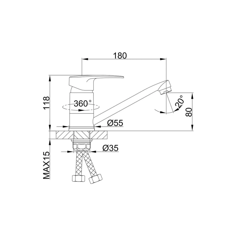 Frap Змішувач для кухні F4566-2, хром