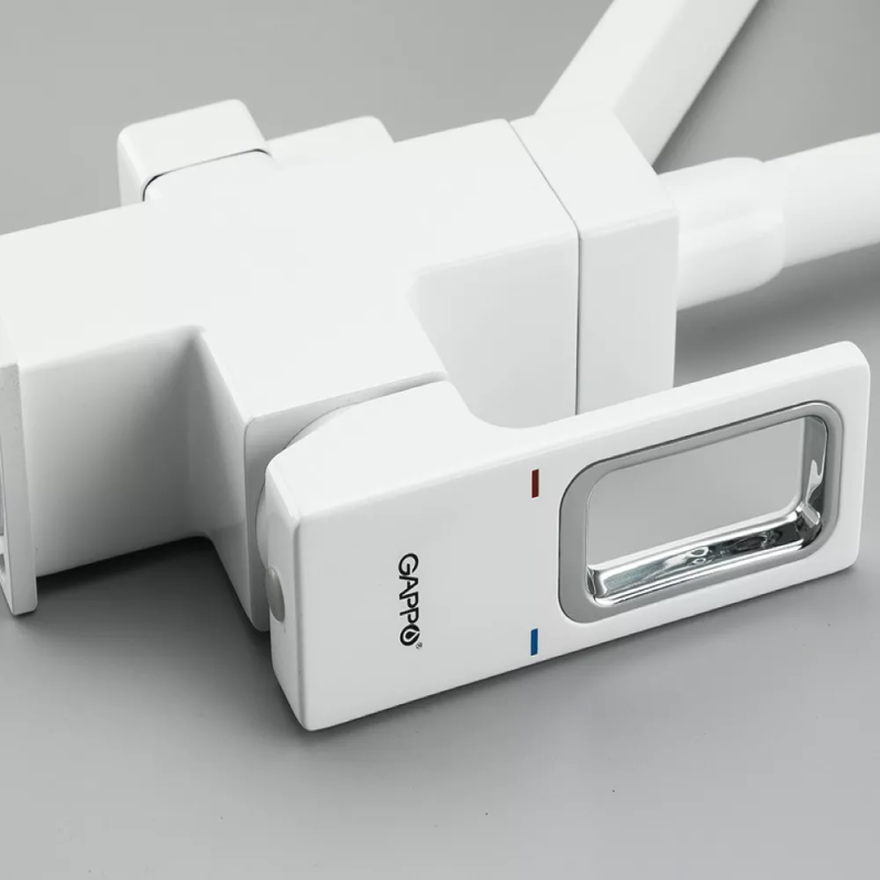 GAPPO Змішувач для кухні на дві води G4317-8 з гнучким виливом, білий