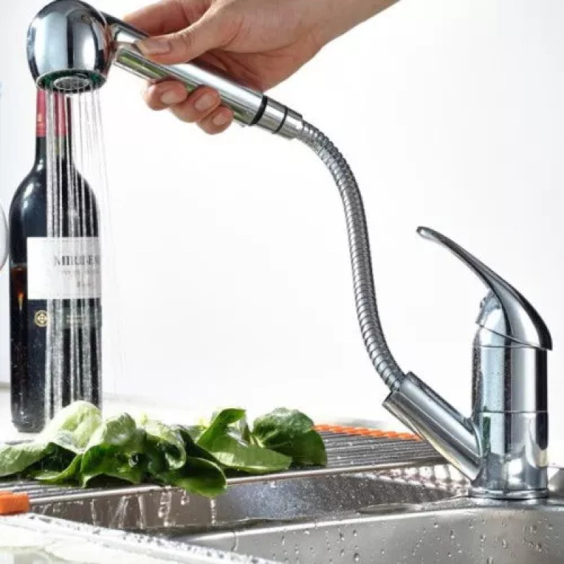 Frap Змішувач для кухні F6002-B з висувним виливом, хром