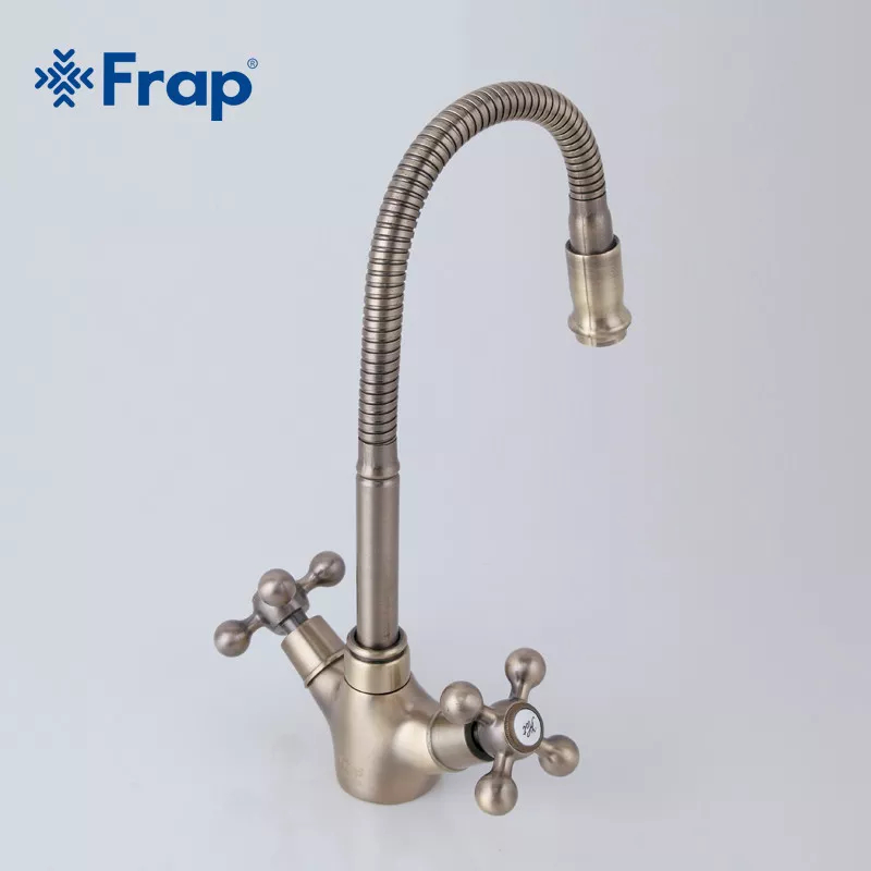 Frap Змішувач для кухні F4319-4 з гнучким виливом, бронза