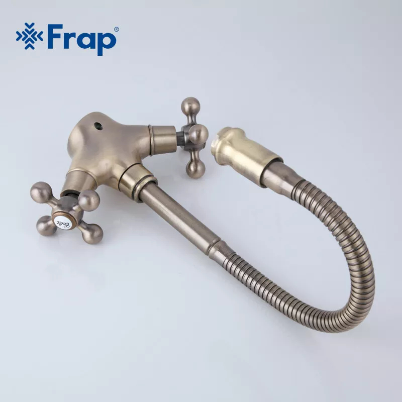 Frap Змішувач для кухні F4319-4 з гнучким виливом, бронза
