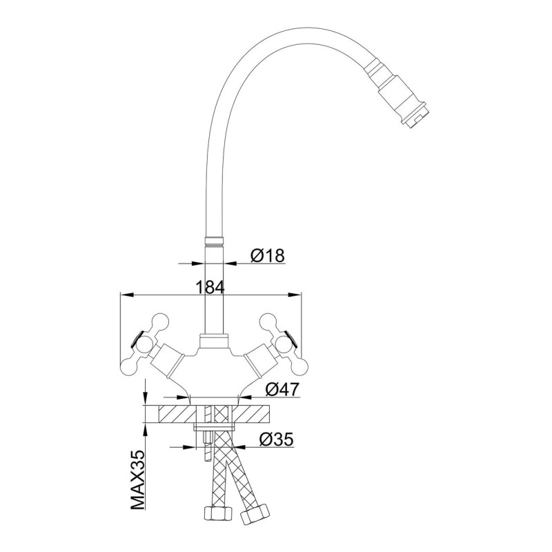 Frap Змішувач для кухні F4319-4 з гнучким виливом, бронза