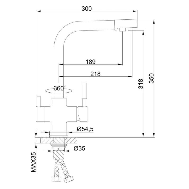 Frap Змішувач для кухні на дві води F4352-8, білий