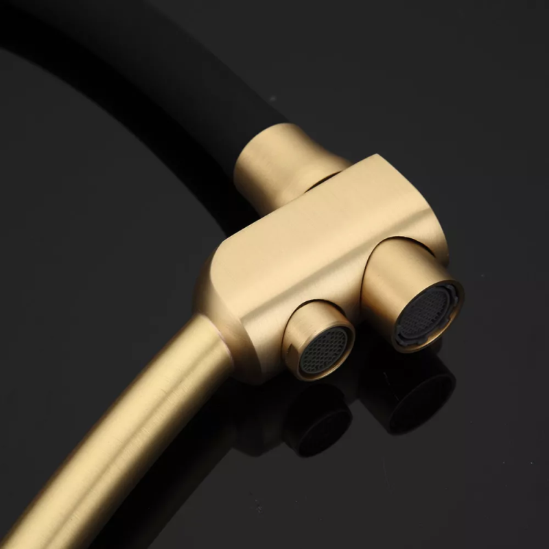 GAPPO Змішувач для кухні на дві води G4398-1 з гнучким виливом, чорний/бронза