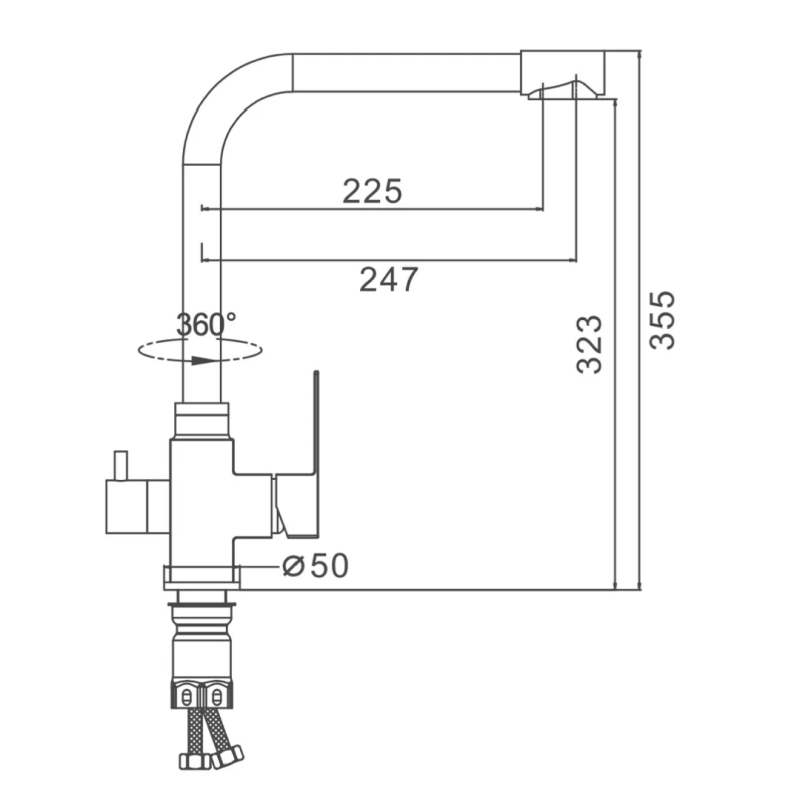 Frap Змішувач для кухні на дві води F43899-2, сатин