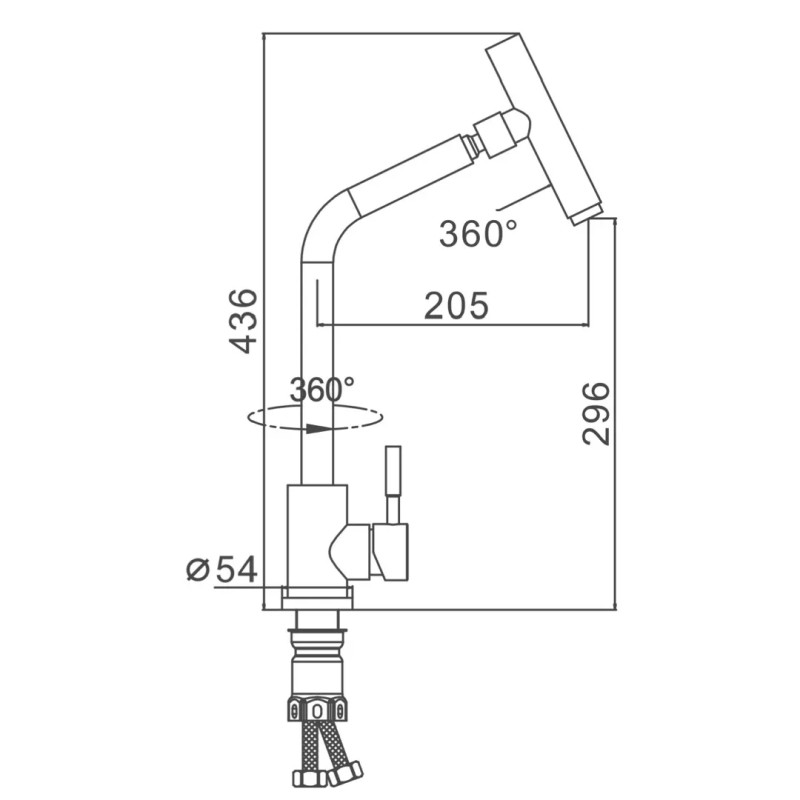 Frap Змішувач для кухні F44899 з поворотним виливом, сатин