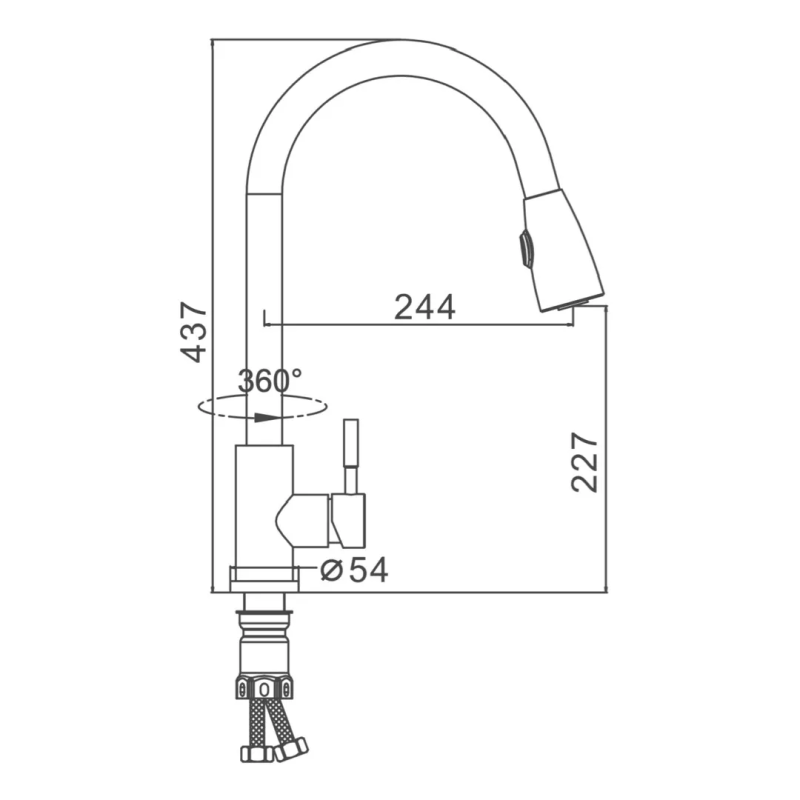 Frap Змішувач для кухні з висувним виливом F60899-1, сатин