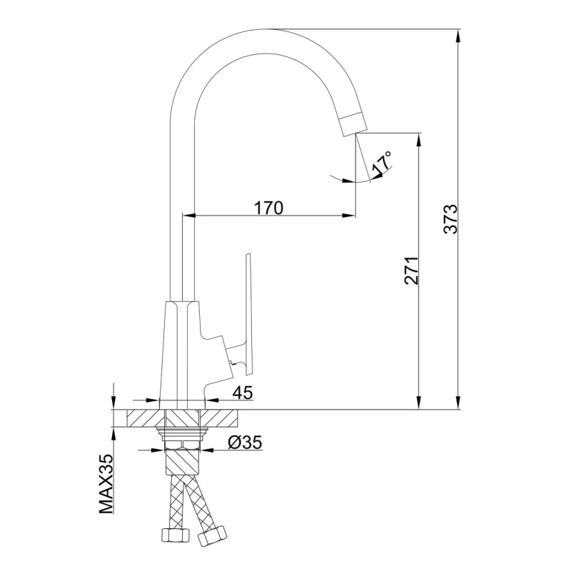 Frap Змішувач для кухні F4057, чорний/хром