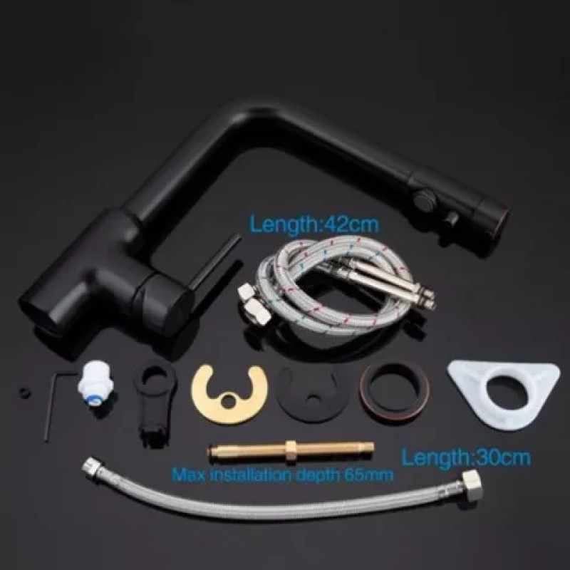 GAPPO Змішувач для кухні G4390-10 із підключенням фільтра питної води, чорний