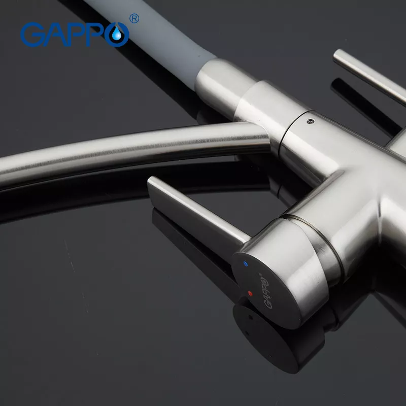 GAPPO Змішувач для кухні на дві води G4398 з гнучким виливом, сірий/хром