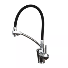 GAPPO Змішувач для кухні на дві води G4398-11 з гнучким виливом, чорний/хром