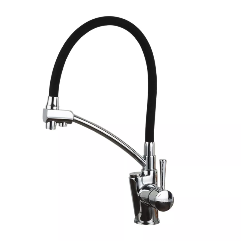 GAPPO Змішувач для кухні на дві води G4398-11 з гнучким виливом, чорний/хром