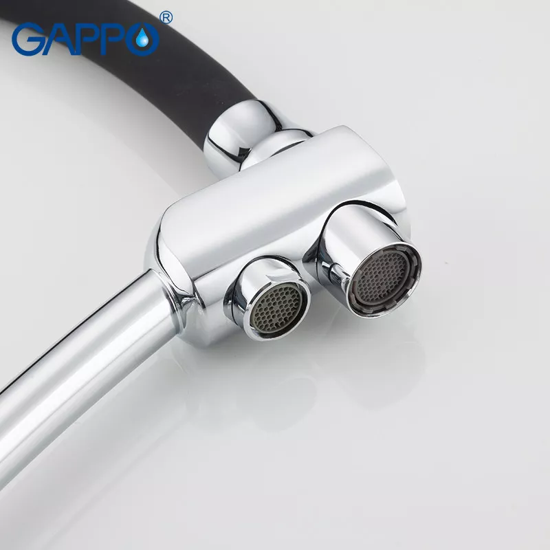 GAPPO Змішувач для кухні на дві води G4398-11 з гнучким виливом, чорний/хром