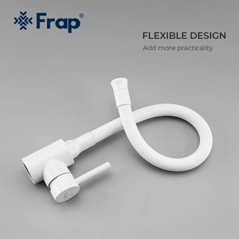 Frap Змішувач для кухні F40994-8 з гнучким виливом, білий