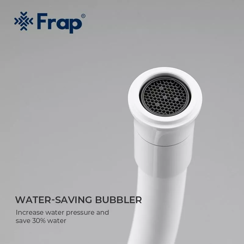 Frap Змішувач для кухні F40994-8 з гнучким виливом, білий