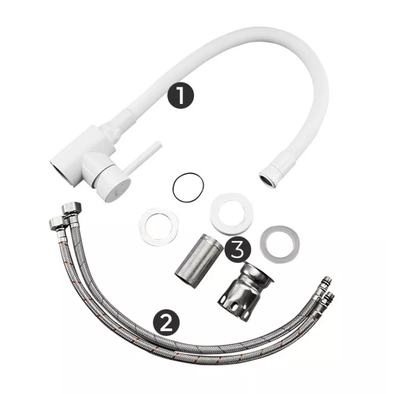 Frap Змішувач для кухні F40994-8 з гнучким виливом, білий