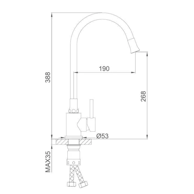 Frap Змішувач для кухні F40994-8 з гнучким виливом, білий