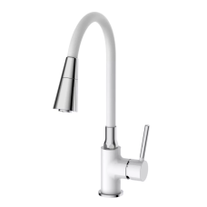 Frap Змішувач для кухні F4044-8 з гнучким виливом, 2 режими, білий/хром