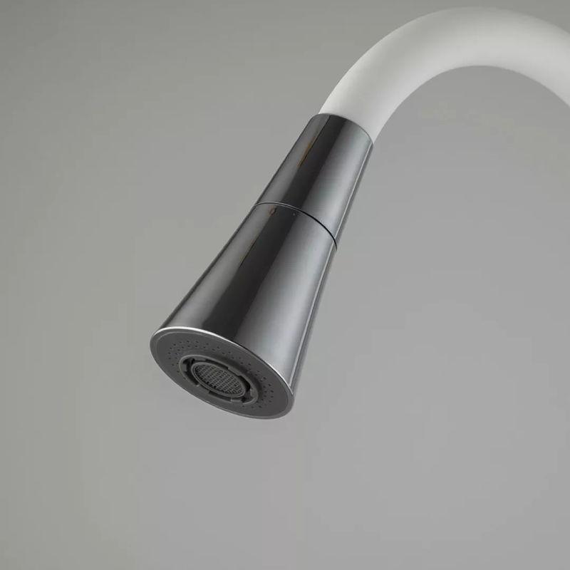 Frap Змішувач для кухні F4044-8 з гнучким виливом, 2 режими, білий/хром