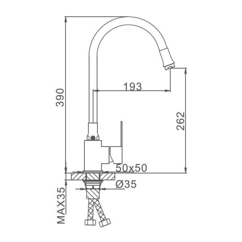 Frap Корпус кухонного змішувача F48990 під гнучкий вилив, сатин