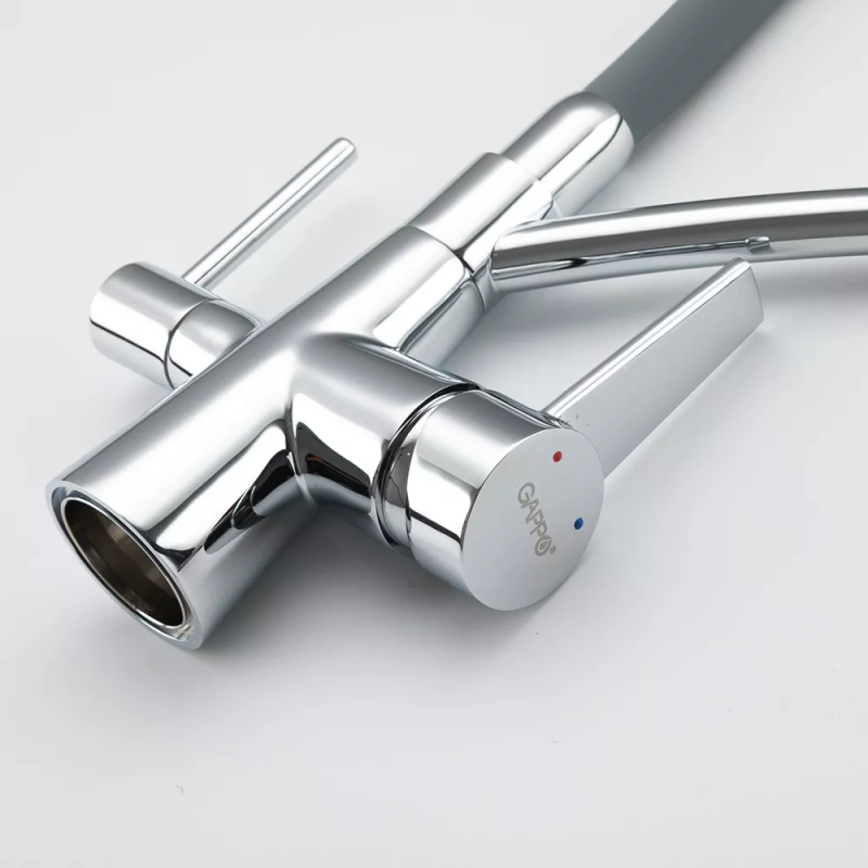 GAPPO Змішувач для кухні на дві води G4398-17 з гнучким виливом, сірий/хром