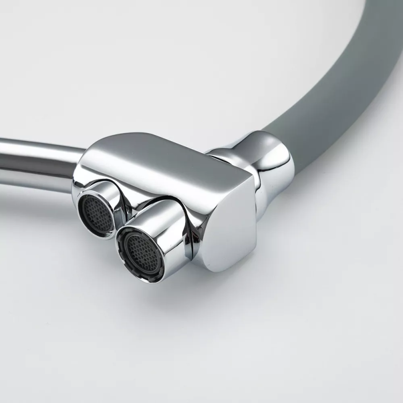 GAPPO Змішувач для кухні на дві води G4398-17 з гнучким виливом, сірий/хром