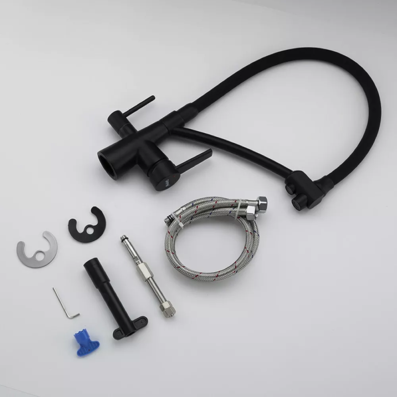 GAPPO Змішувач для кухні на дві води G4398-16 з гнучким виливом, чорний