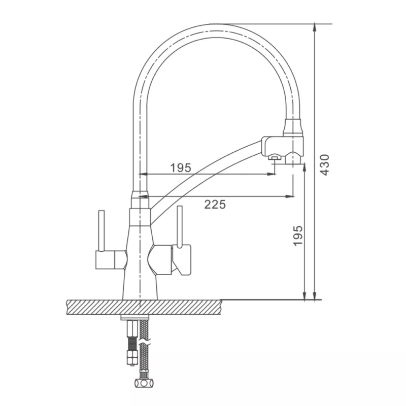 GAPPO Змішувач для кухні на дві води G4398-16 з гнучким виливом, чорний