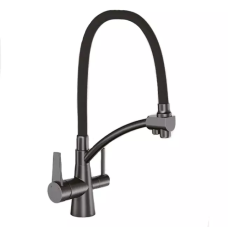 GAPPO Змішувач для кухні на дві води G4398-19 з гнучким виливом, збройова сталь