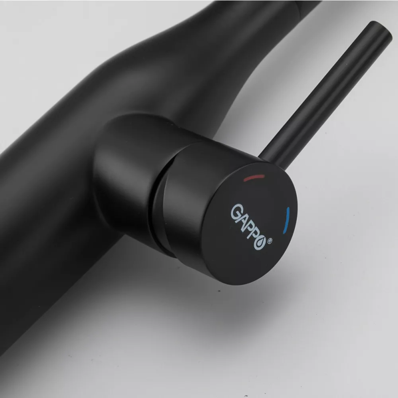 GAPPO Змішувач з висувним виливом для кухні G4398-46, 2 режими, чорний